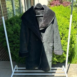 Jaeger black shearling/sheepskin winter coat